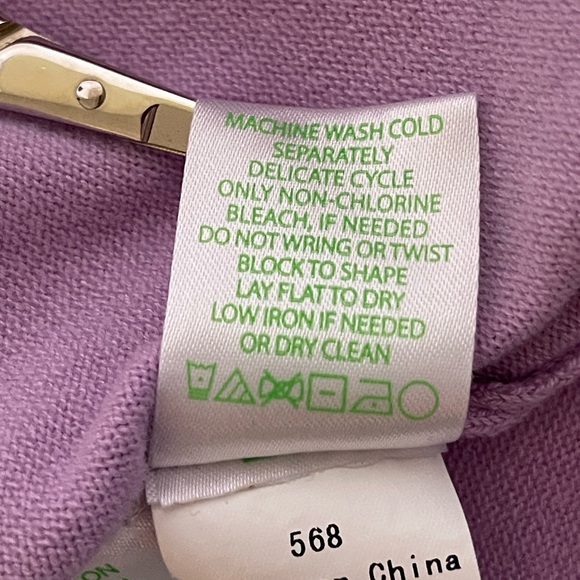 LILLY PULITZER Callee Sweater Lilac Gold Buttons Shoulder Bell Sleeve Size Large - Picture 7 of 9